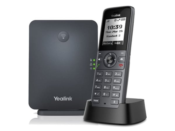 Yealink W71P - Trådløs VoIP-telefon med anrops-ID - IP-DECT - treveis anropskapasitet - SIP, VQ-RTCPXR, RTCP-XR, SIP v2 - romgrå, klassisk grå