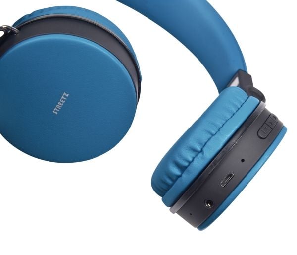 Streetz BT-kuulokemikrofoni, kokoon taittuva, on-ear, 3,5mm, sininen, Langallinen & langaton, Puhelut/Musiikki, 20 - 20000 Hz, 184 g, Kuulokkeet, V...