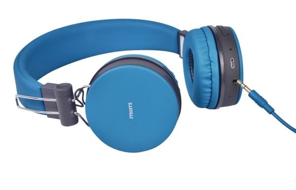 Streetz BT-kuulokemikrofoni, kokoon taittuva, on-ear, 3,5mm, sininen, Langallinen & langaton, Puhelut/Musiikki, 20 - 20000 Hz, 184 g, Kuulokkeet, V...