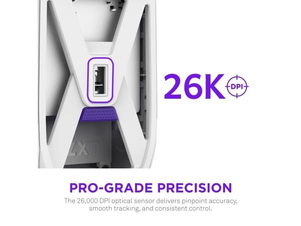 NZXT MS-101NW-02, Oikeakätinen, Optinen, Langaton RF, 26000 DPI, 0,2 ms, Valkoinen