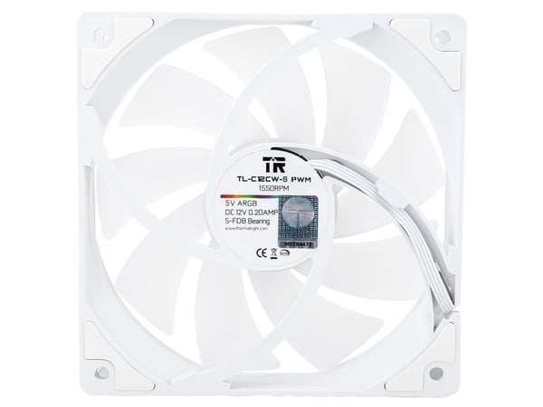 Thermalright TL-C12CW-S, Vifte, 12 cm, 1550 RPM, 66,17 m³/t, Hvit