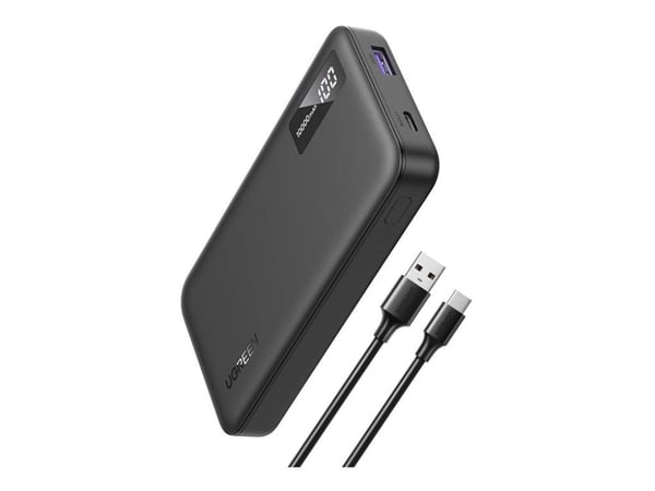 Ugreen - Strømbank - 10000 mAh - 20 watt - 3 A - PD 3.0, Fast Charge, QC 3.0 - 2 utgangskontakter (USB, USB-C)