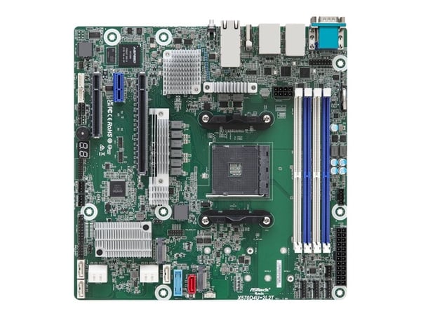 ASRock Rack X570D4U-2L2T/BCM - Hovedkort - micro ATX - Socket AM4 - AMD X570 Chipset - USB 3.2 Gen 1, USB 3.2 Gen 2 - 2 x Gigabit LAN, 2 x 10 Gigab...