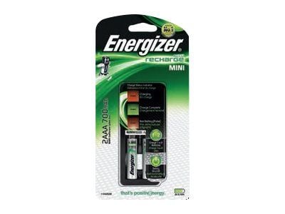 Energizer Recharge Mini 700 - 8-13 hr batterilader - (for 1xAA, 2xAAA) 2 x AAA - NiMH - 700 mAh