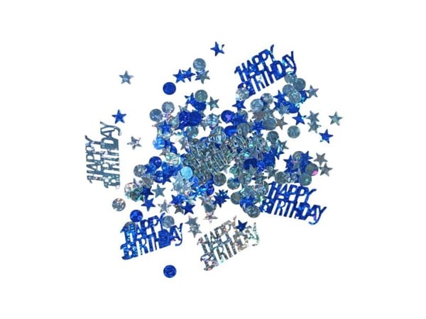 Blå Happy Birthday konfetti