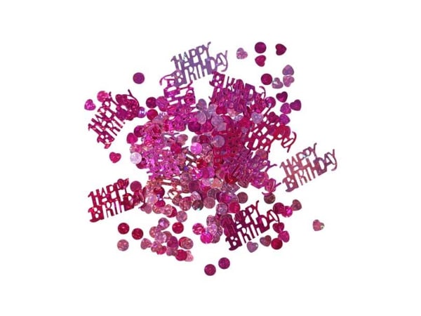 Pink Happy Birthday konfetti