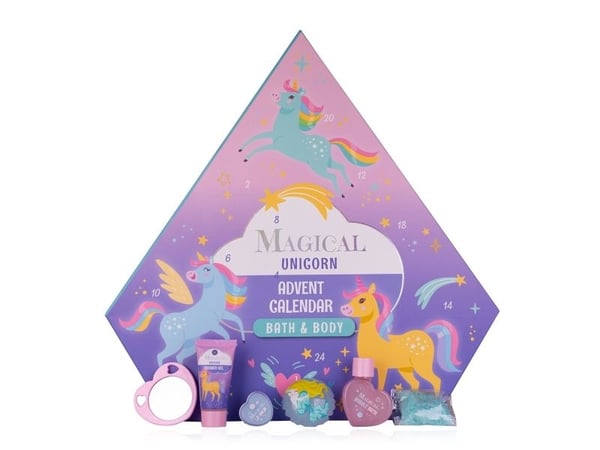Accentra Kalender MAGISK UNIKORN &amp; MERMAID diamantform, 24 kosmetiske overraskelser