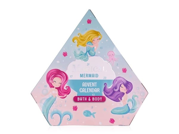 Accentra Kalender MAGISK UNIKORN &amp; MERMAID diamantform, 24 kosmetiske overraskelser
