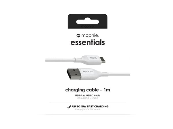 mophie essentials charging cables | 1M, 1 m, USB A, USB C, USB 2.0, Hvit