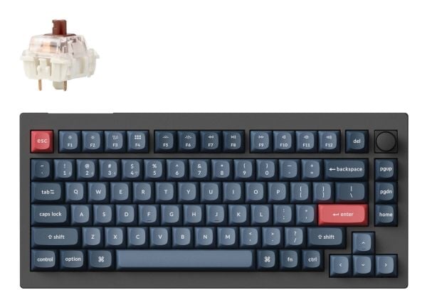 Keychron V1 Max - Tangentbord - QMK, anpassad mekanisk, ISO-layout samling - 75% - compact - med vred - bakgrundsbelyst - trådlös - Bluetooth 5.1, ...