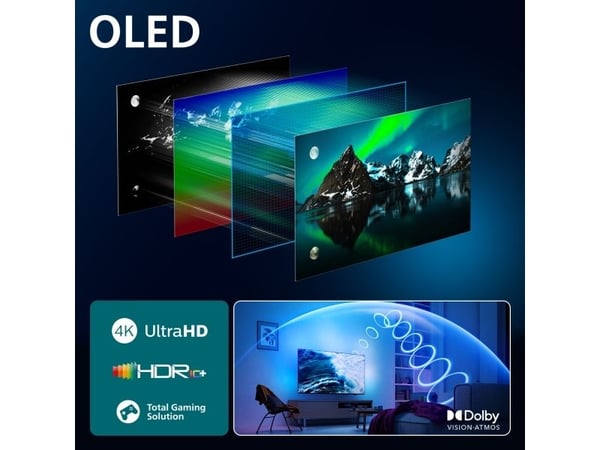 Philips 55OLED76012, 139,7 cm (55"), 3840 x 2160 pikseliä, OLED, Älytelevisio, Wi-Fi, musta