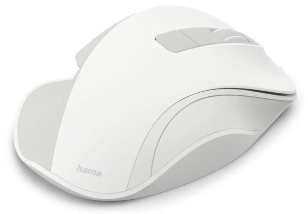 Hama WM-500 - Mus - ergonomisk - silent, rechargable battery - høyrehendt - optisk - 6 knapper - trådløs - 2.4 GHz - USB trådløs mottaker - hvit - ...