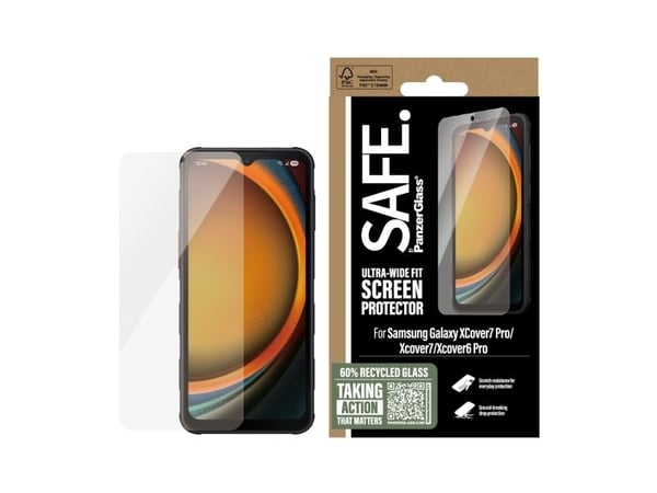 SAFE. by PanzerGlass - Skjermbeskyttelse for mobiltelefon - ultrabred passform - glass - for Samsung Galaxy Xcover 6 Pro, XCover7, XCover7 Pro