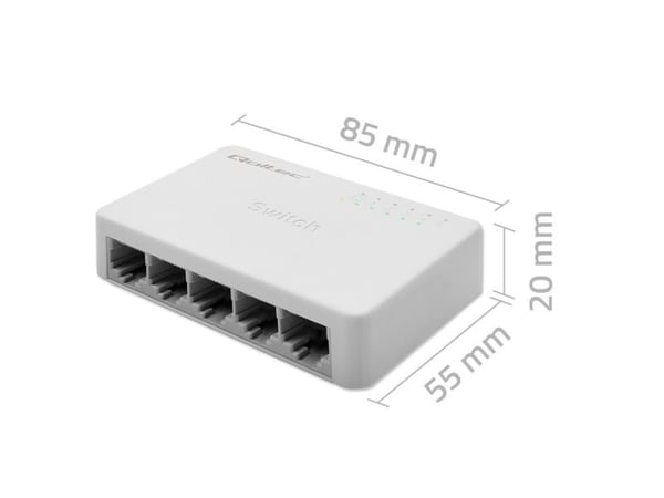 Qoltec SWITCH Nettverkssvitsj 5 x RJ45-port | 1000 Mbps | Rask Ethernet | LAN