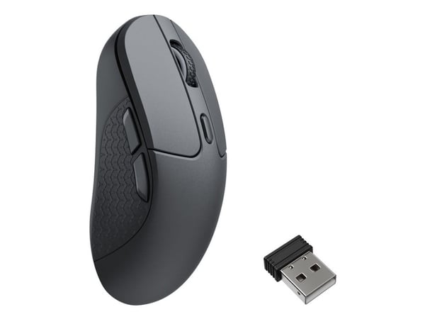 Keychron M3 - Mus - ergonomisk - optisk - 5 knapper - trådløs, kablet - 2.4 GHz, Bluetooth 5.3, USB-C - svart