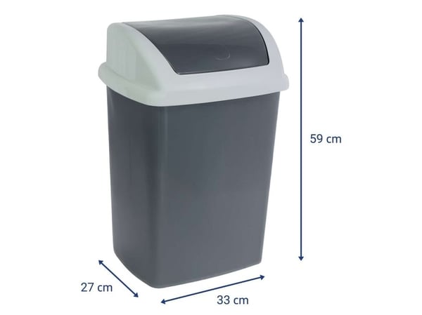 MAUL 9522487, 24 l, Rektangulär, Plast, Polypropylen (PP), Mörkgrå, Vit, Manuell, Plast