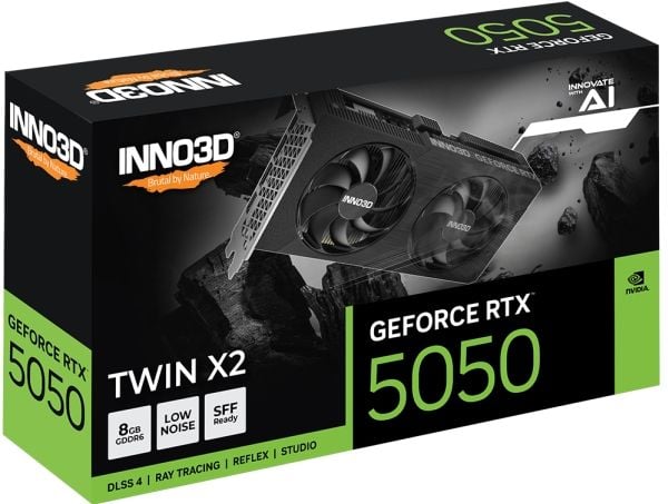 INNO3D GeForce RTX 5050 TWIN X2, GeForce RTX 5050, 8 GB, GDDR6, 128 bit, 7680 x 4320 piksler, PCI Express 5.0
