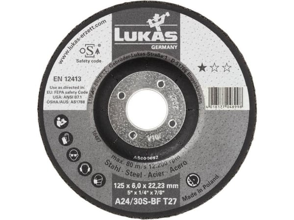 LUKAS-ERZETT AS000690V9802 T27 skrubbskive 125x4,0x22,23 125 mm 10 stk