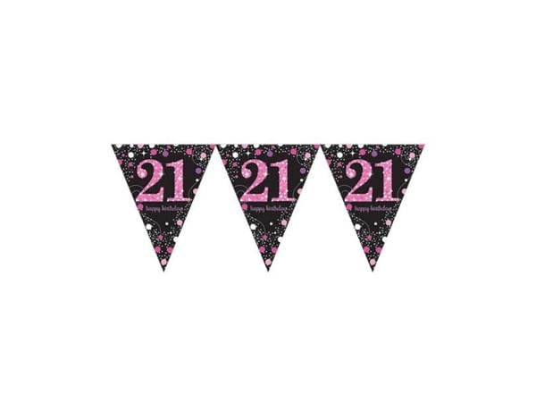 Vimpelguirlande 21 år Pink Sparkling