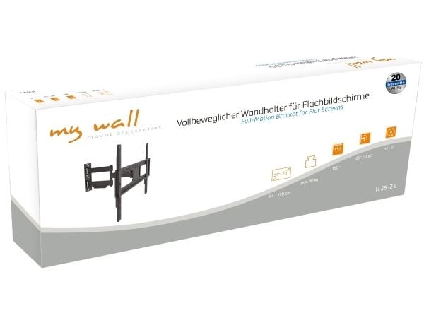 myWall H 25-1, 94 cm (37"), 177,8 cm (70"), 600 x 400 mm, -20 - 10°, -3°, Sort