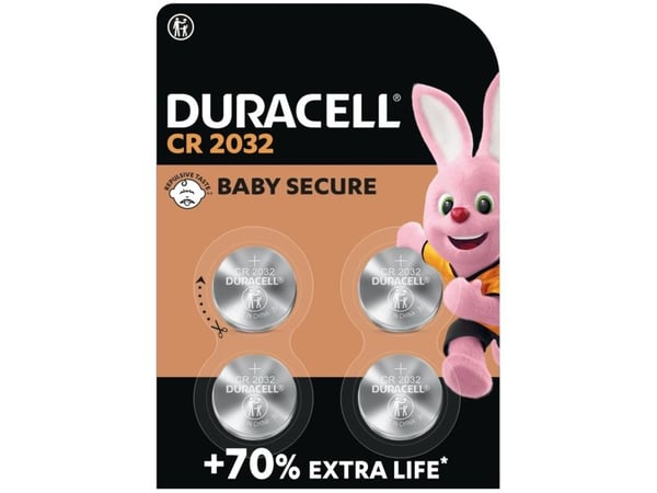 Duracell CR2032, Kertakäyttöinen akku, CR2032, Litium, 3 V, 4 kpl, Hopea