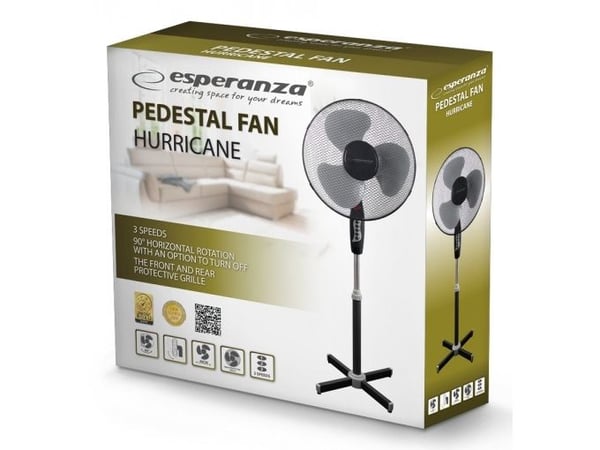 Esperanza HURRICANE - Kjølevifte - frittstående - 40 cm - svart/grå