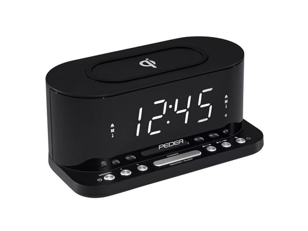 PEDEA FM-klockradio med induktiv QI-laddningsfunktion, svart (55005300)