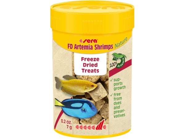 sera FD Artemia Shrimps Nature, Akvaariokala, Kuiva kalanruoka, Suolalehtijalkainen, 0,007 kg, 0,1 L, Purkki