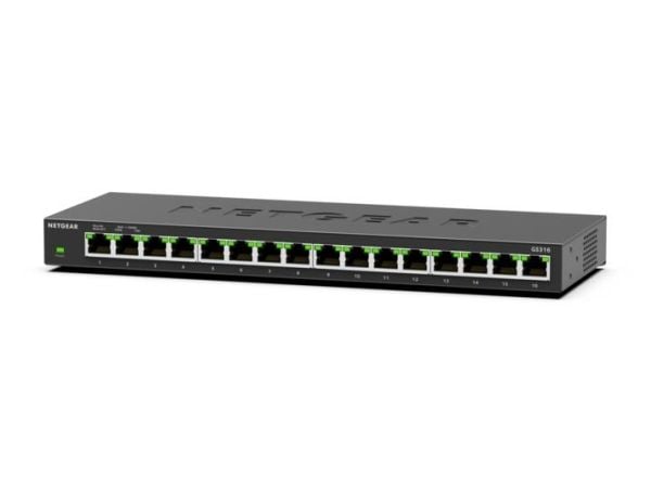 NETGEAR GS316, Hallitsematon, L2, Gigabit Ethernet (10/100/1000), Seinäkiinnitteinen