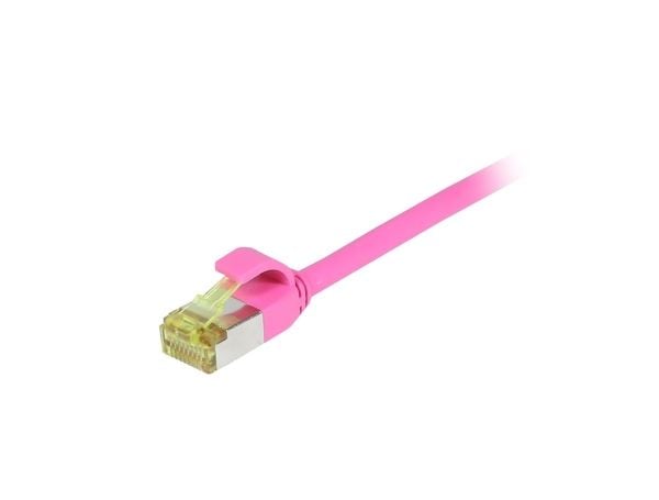 Patchkabel RJ45 CAT6A 500Mhz 15m magenta SFTP slimline rund d45mm TPELSZHSuperflex AWG28 med CAT7 råkabel Synergy 21