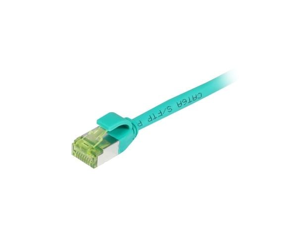 Liitäntäkaapeli RJ45 CAT6A 500Mhz 5m vihreä SFTP slimline pyöreä d45mm TPELSZHSuperflex AWG28 ja CAT7 raaka kaapeli Synergy 21