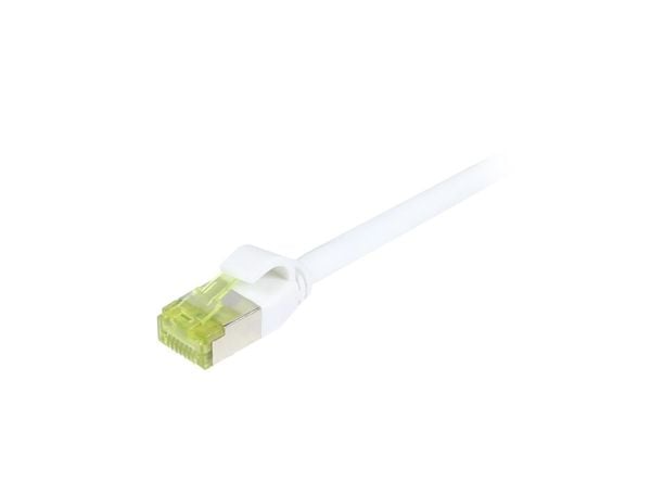 Liitäntäkaapeli RJ45 CAT6A 500Mhz 5m valkoinen SFTP slimline pyöreä d45mm TPELSZHSuperflex AWG28 CAT7 raakakaapelilla Synergy 21