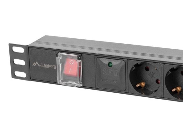 Lanberg PDU-05F-0200-IEC-BK, 1U, Alumiini, musta, 5 AC-pistorasia(a), Tyyppi F, C14 liitin