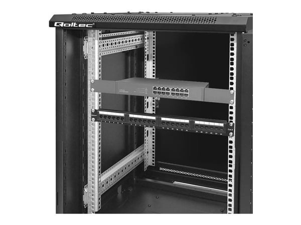 Qoltec - Rack skap - 600 x 855 x 600, perforated doors, feet + casters, steel case, lock - fritt stående - svart - 15U - 19"