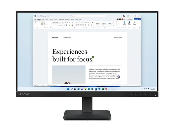 Lenovo L24-4e - LED-skjerm - 24" (23.8" synlig) - 1920 x 1080 Full HD (1080p) @ 100 Hz - IPS - 250 cd/m² - 1300:1 - 4 ms - HDMI, VGA - ravnsort