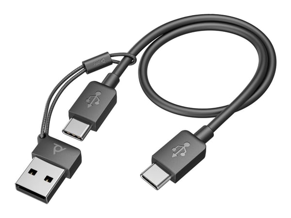 HP Poly Voyager Focus 2 - Hodesett - on-ear - Bluetooth - trådløs - aktiv støydemping - USB-C via Bluetooth-adapter - svart - Zoom Certified