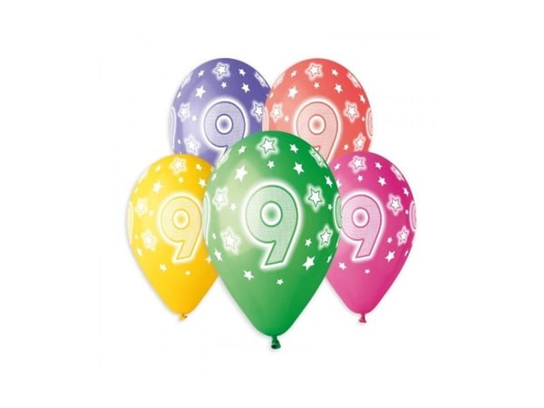 Balloner 9 år, 5 stk