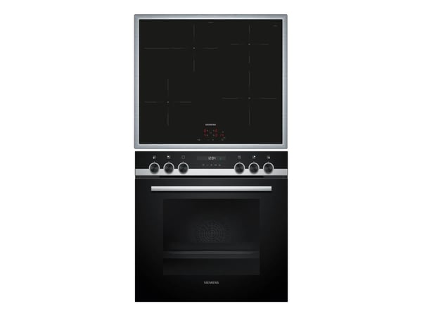 Siemens HE517BBS4 + EI645CFB6E, Sonebasert induksjon, 4 zone(s), Glass-keramikk, Sort, Berøringskontroll, 58,3 cm