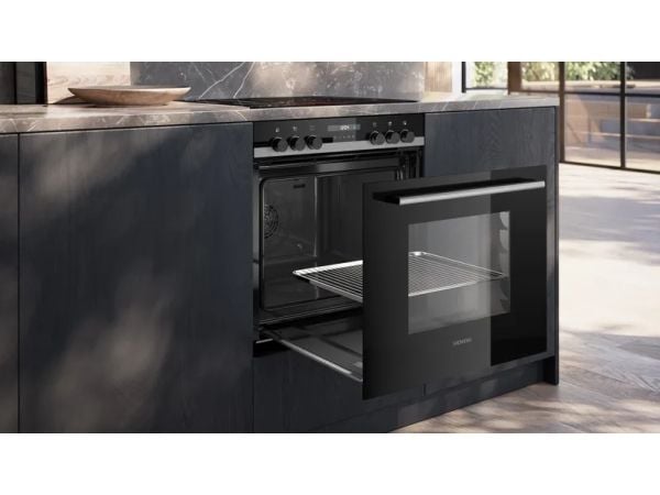 Siemens HE517BBS4 + EI645CFB6E, Sonebasert induksjon, 4 zone(s), Glass-keramikk, Sort, Berøringskontroll, 58,3 cm