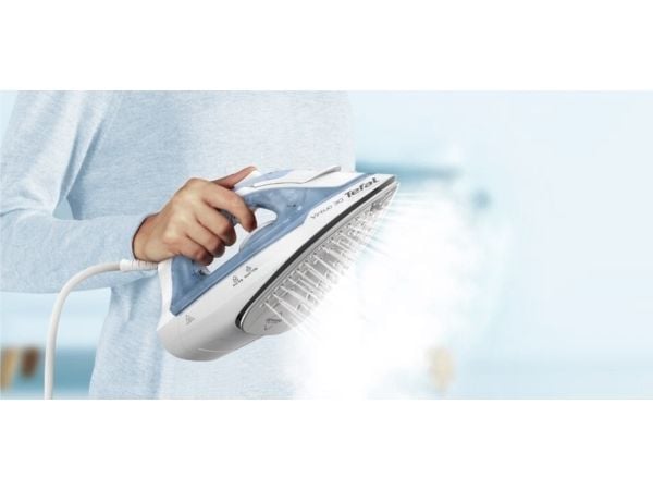 Tefal Virtuo 30 FV2C41E0, Tørr & dampstrykejern, Keramisk strykesåle, 1,9 m, 120 g/min, Blå, Hvit, 27 g/min
