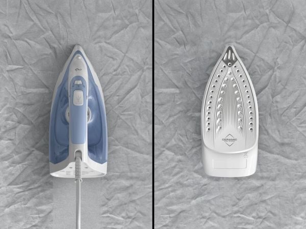Tefal Virtuo 30 FV2C41E0, Tørr & dampstrykejern, Keramisk strykesåle, 1,9 m, 120 g/min, Blå, Hvit, 27 g/min