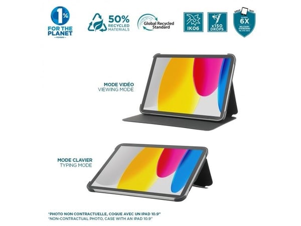 Mobilis RE.LIFE - Lommebok for nettbrett - øko-design, med klaff - kunstlær - svart - for Apple 11-inch iPad Air (M2, M3)