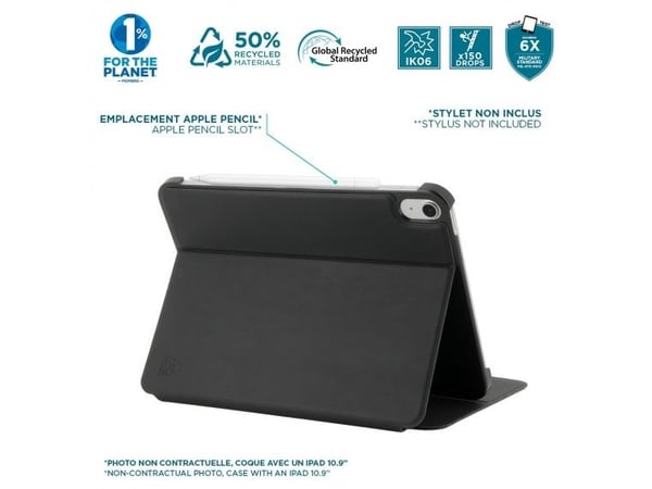 Mobilis RE.LIFE - Lommebok for nettbrett - øko-design, med klaff - kunstlær - svart - for Apple 11-inch iPad Air (M2, M3)