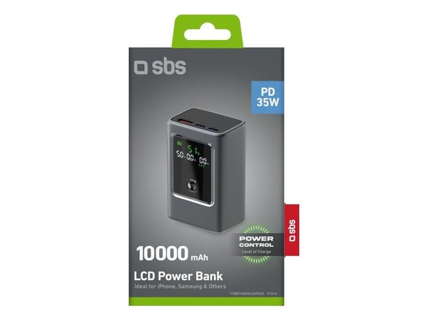 SBS 10000 mAh PD 35W harmaa