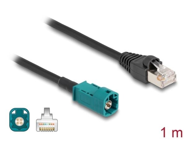 Delock - Nettverkskabel - HSD Z (hann) til RJ-45 (hann) - 1 m - 4.6 mm - svart