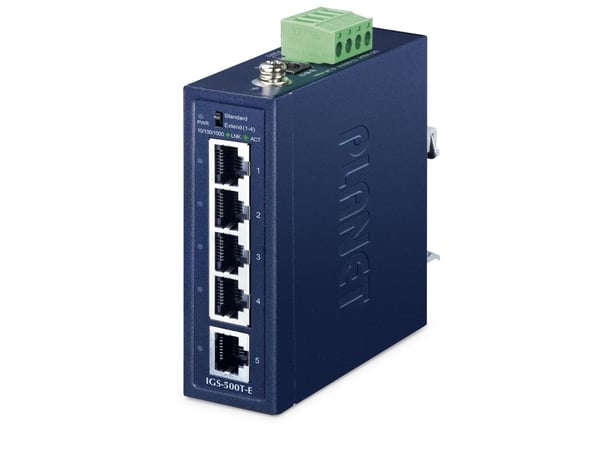 PLANET IGS-500T-E, Ohanterad, Gigabit Ethernet (10/100/1000), Full duplex, Monteringsbar på väggen