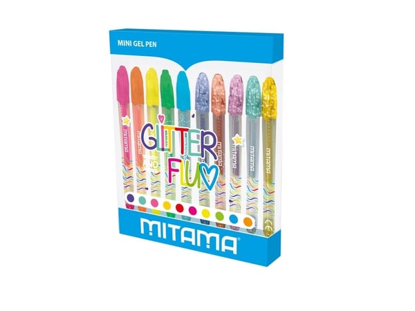 Mitama Penne mini gel glitter e fluo pz 10, Gelépenn med hette, Flerfarget, Flerfarget, 95 mm, 120 mm, 15 mm