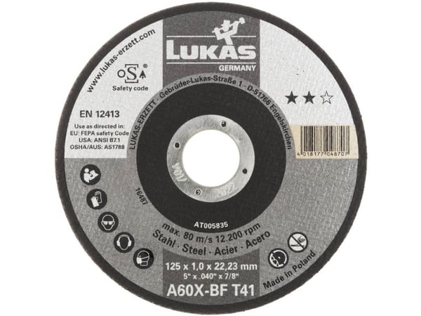 LUKAS-ERZETT T41 kappeskiver-sett 125 mm 22,23 mm 50 stk A60X-BF AT005835V9802
