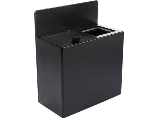 Avfallskärl V-Part svart matt pulverlackerat stål, 2 fack, 2x20 l