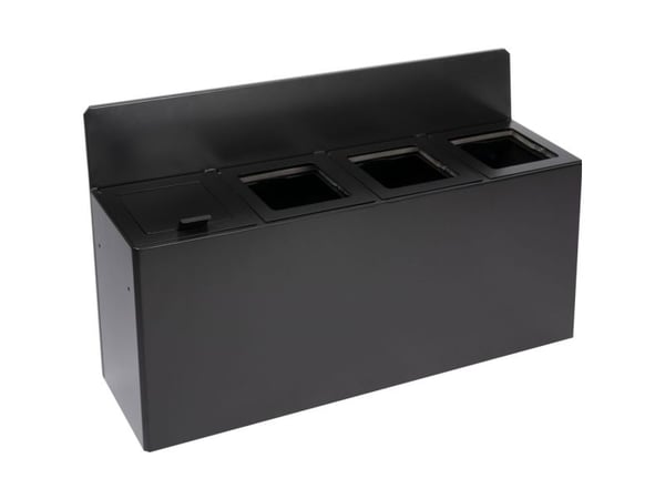 Affaldsspand, V-Part, sort mat, pulverlakeret stål, 4-rums, 4x20 l